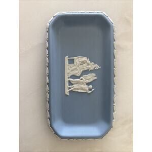 Vintage Wedgwood Blue Jasperware Rectangle Trinket Dish